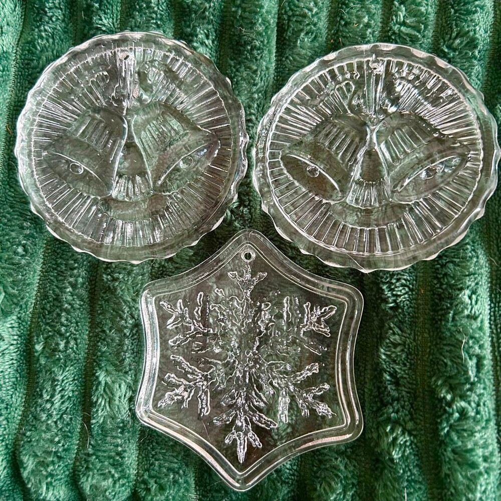 Vintage Fostoria Lead Crystal Christmas Ornaments Set of 3